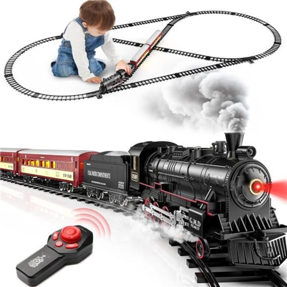 Hot Bee Train Set for Boys, Alloy Remote Control Train Sets with Steam - Picture 1 of 16